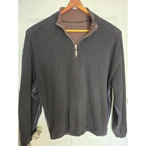Tommy Bahama Men's XL Pullover LongSleeve Sweater Reversible Brown Black 1/4 Zip